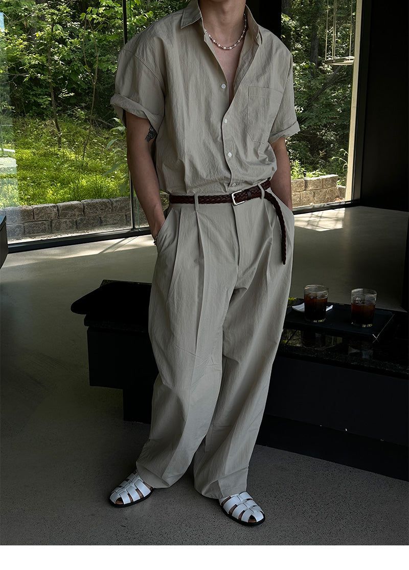 [SET UP Available] Nylon semi wide pants (4color)