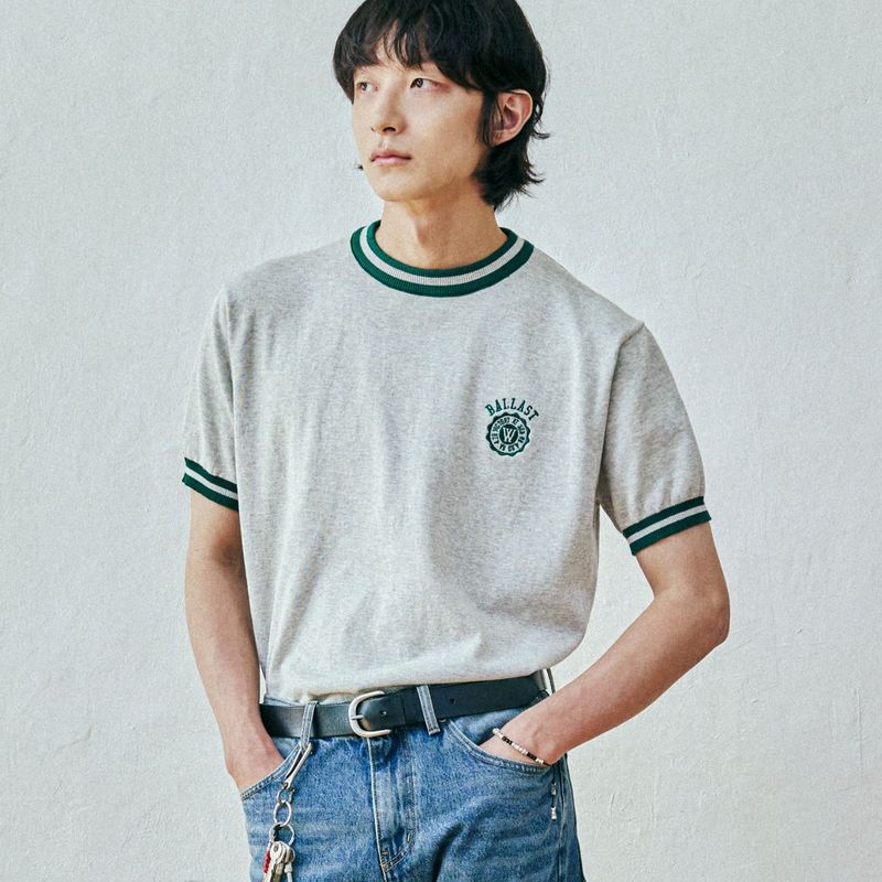 ballast athletic ringer knit sweat melange gray