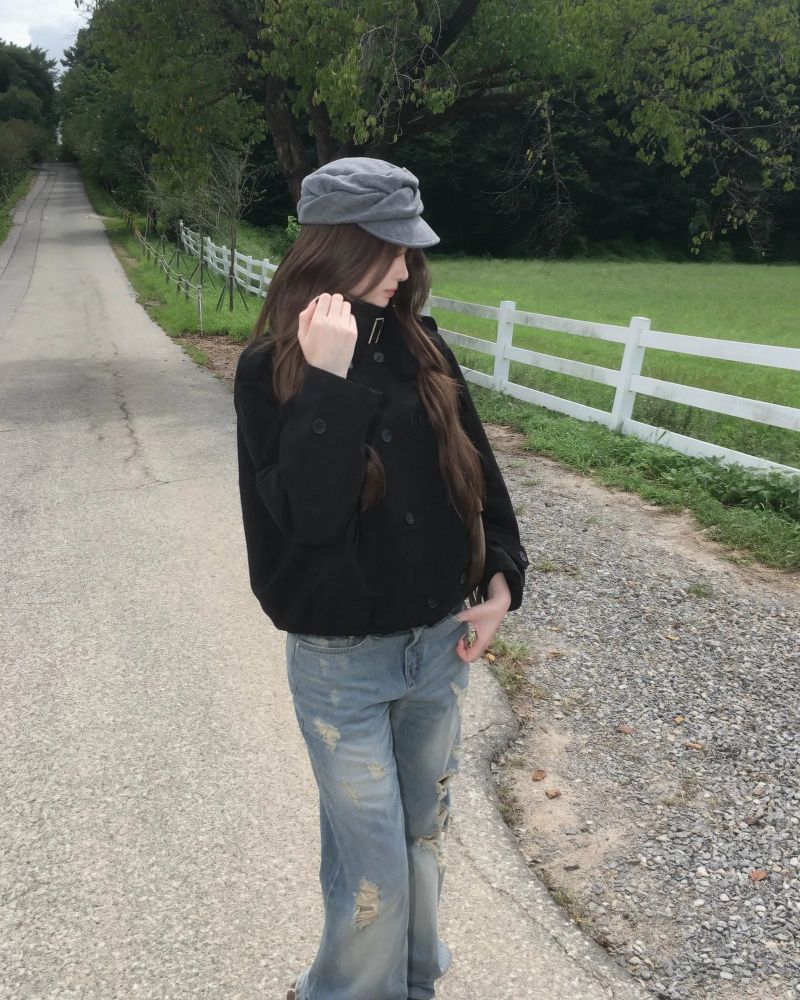 Suede crop trench jacket