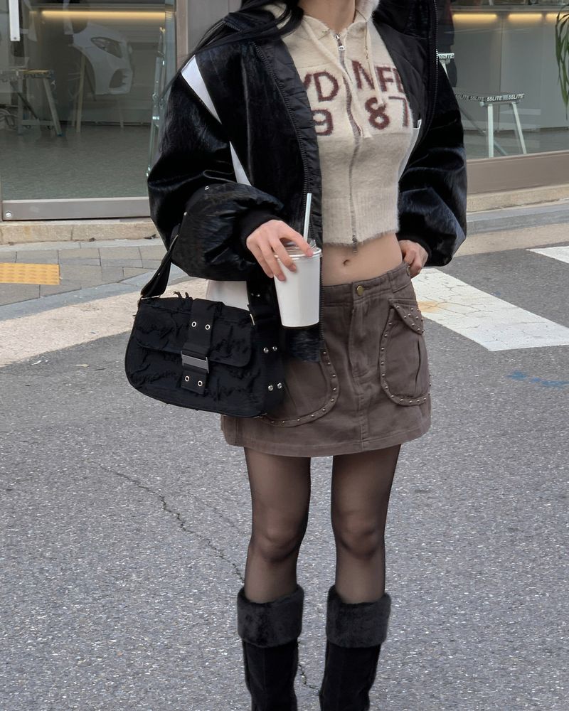 Y2K stud cargo skirt