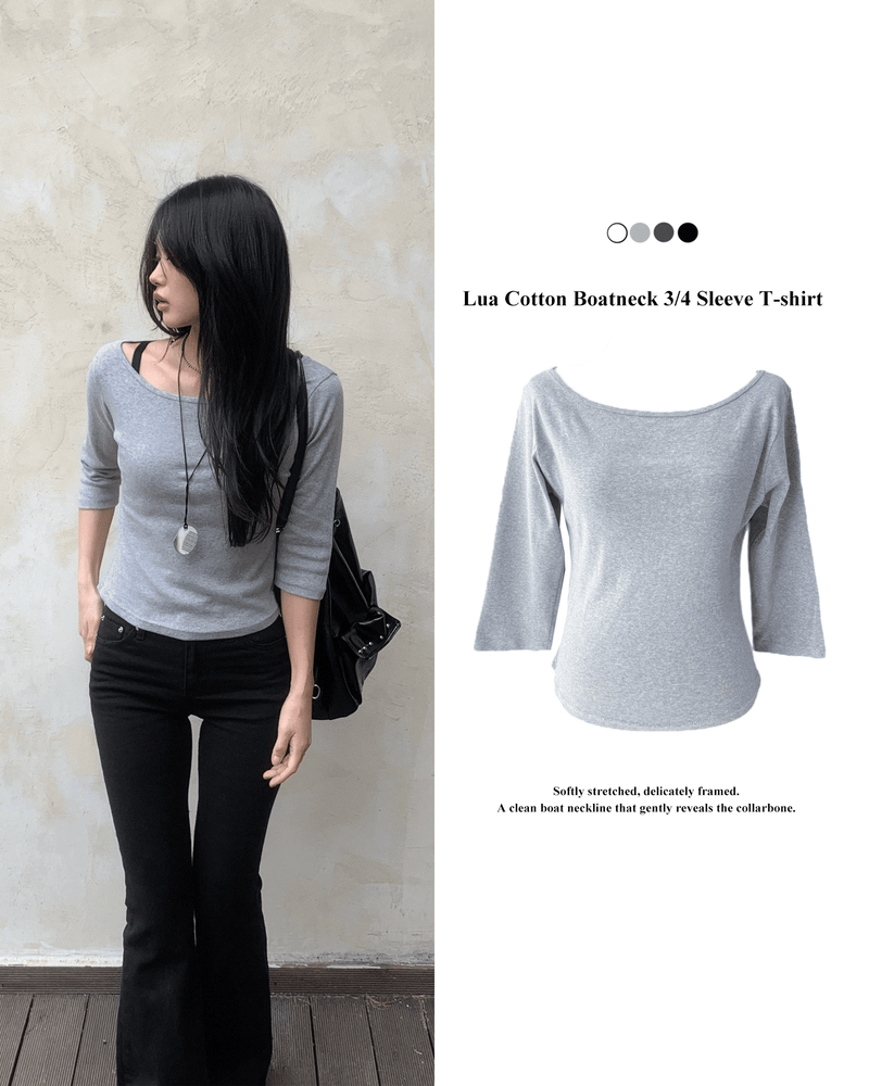 GUSTA（グスタ）の「ルアコットンボートネック 3/4 スリーブTシャツ（トップス）」