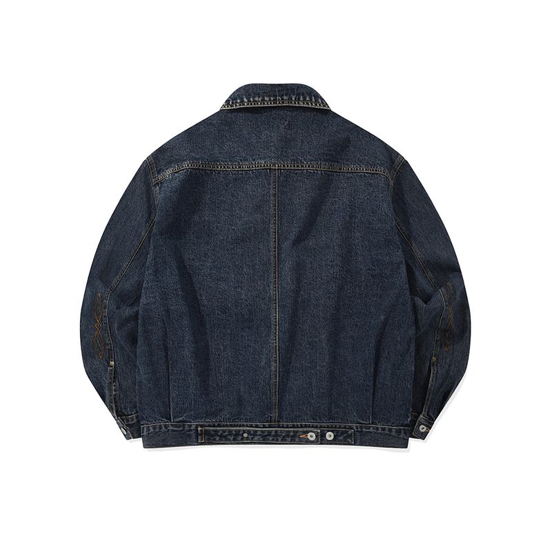 Bleach dyeing trucker jacket / Vintage indigo