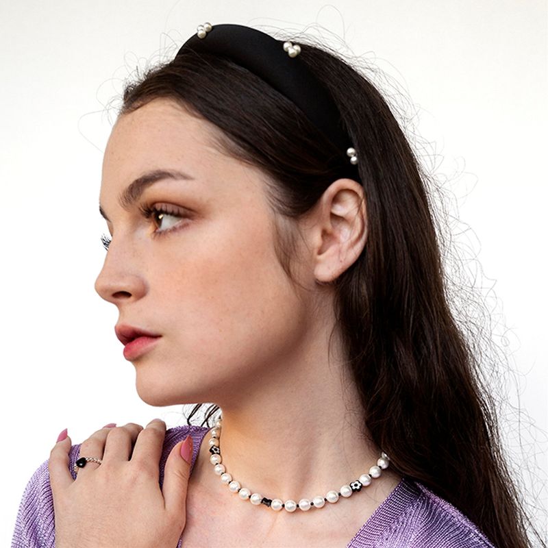 Black pearl satin hairband