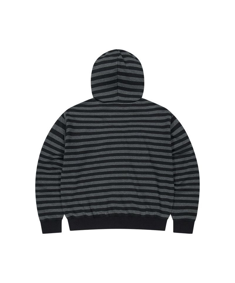 STRIPE BASIC LOGO ZIP-UP HOODIE_BLACK