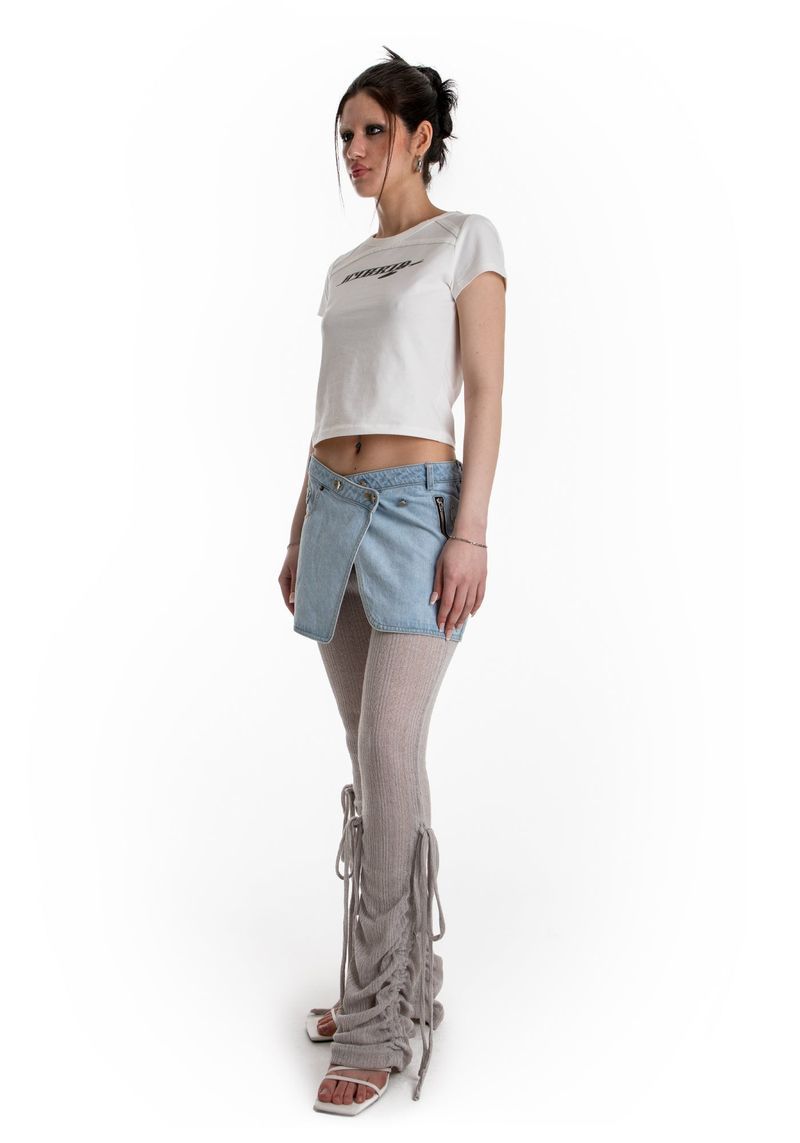 ASYMMETRIC BUTTON MINI SKIRT (BRIGHT DENIM)