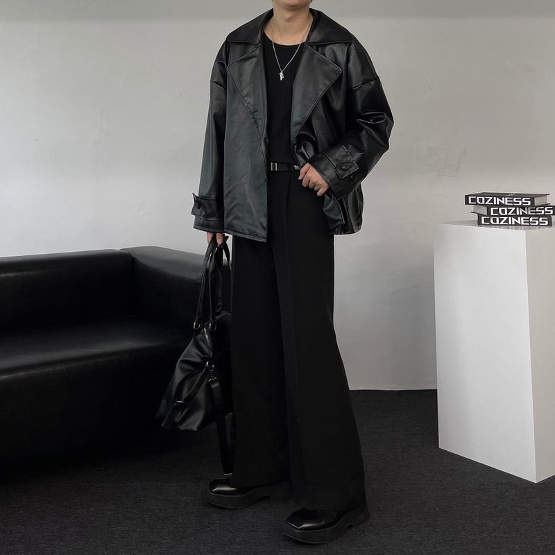 ENOC Box Oversized Fit Leather Jacket