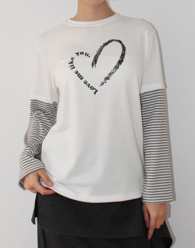 (Brushed) HEART LAYERED LONG-SLEEVE