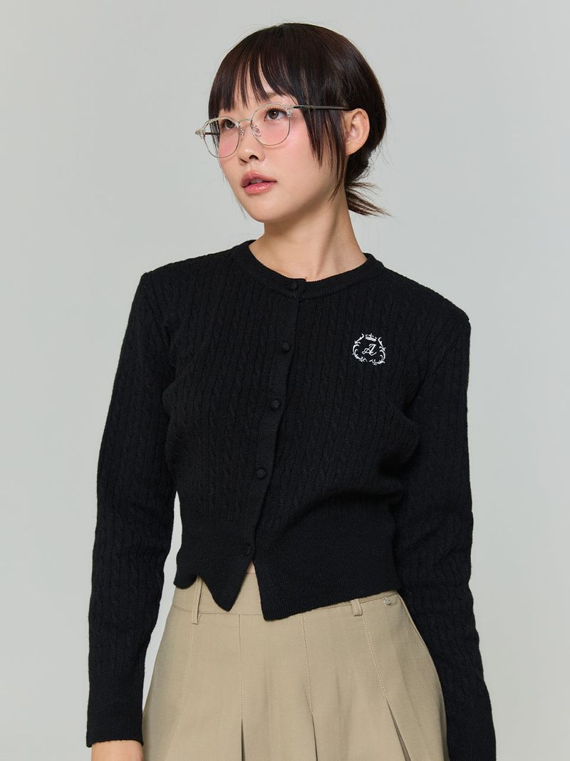 ADORE BELLE(アドールベル)の「EMBROIDERED TWIST CARDIGAN - BLACK(Tops)」