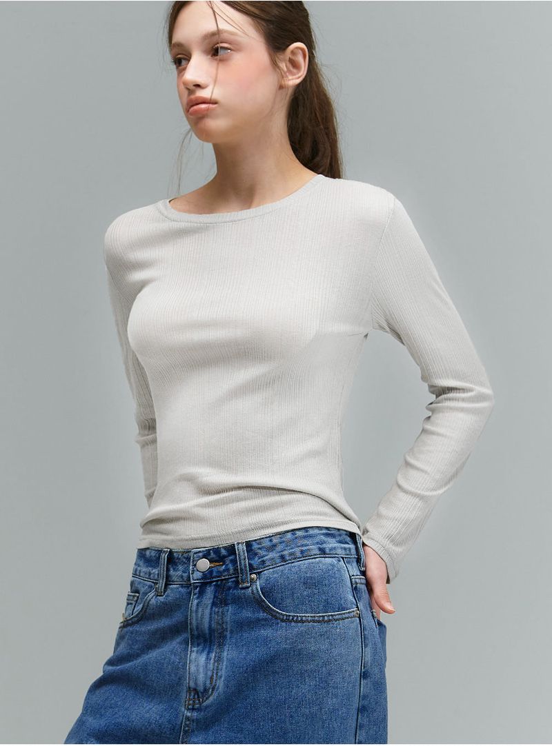 SLIP SHEER WAVE LONGSLEEVE [WHITE]