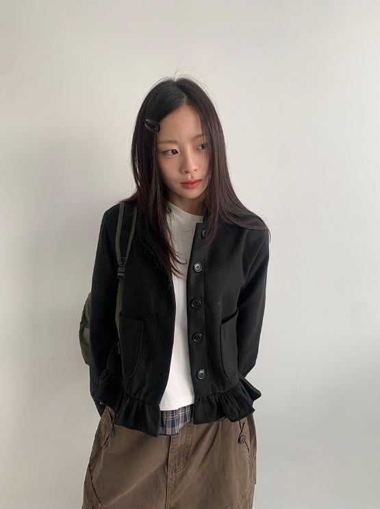 BAON（バオン）の「Skimbe Frill Hood Short Coat（Jackets/Outerwear）」