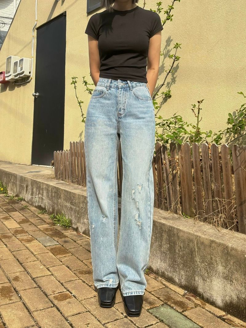 DEMAGE SEMI WIDE FIT DENIM PANTS code 18102