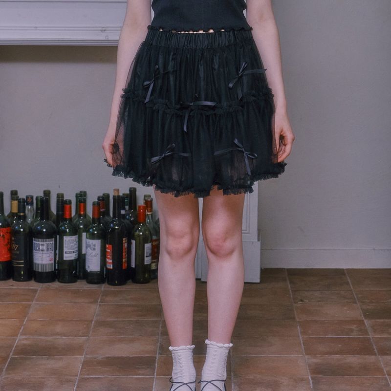 LuluChou（ルルシュ）の「リボンカンカンレーススカート - ブラック（スカート）」