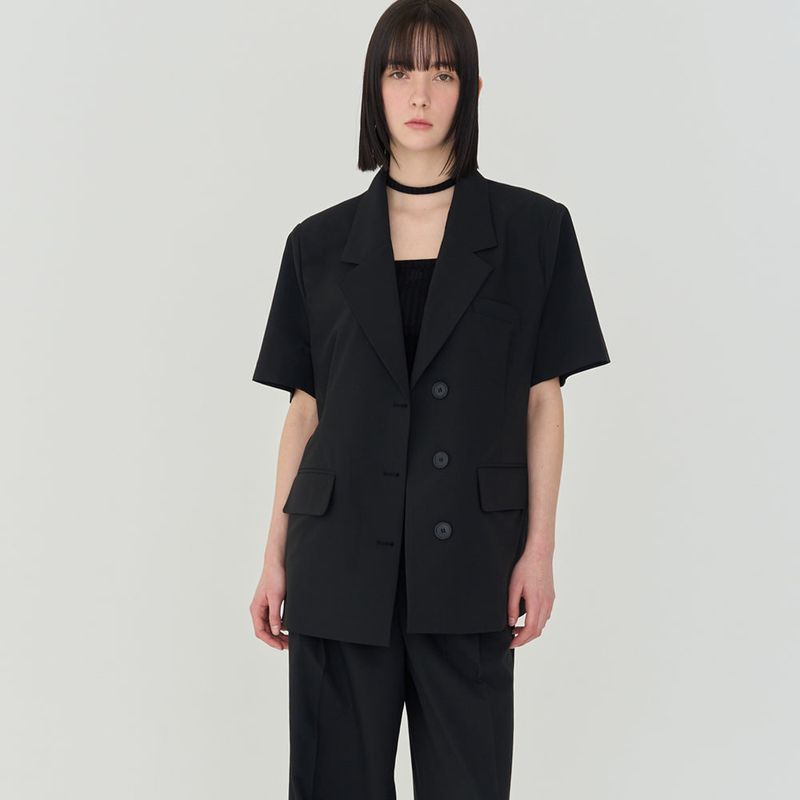 FREIHEIT(フライハイト)の「SUMMER WOOL HALF JACKET (BLACK)(Jackets/Outerwear)」