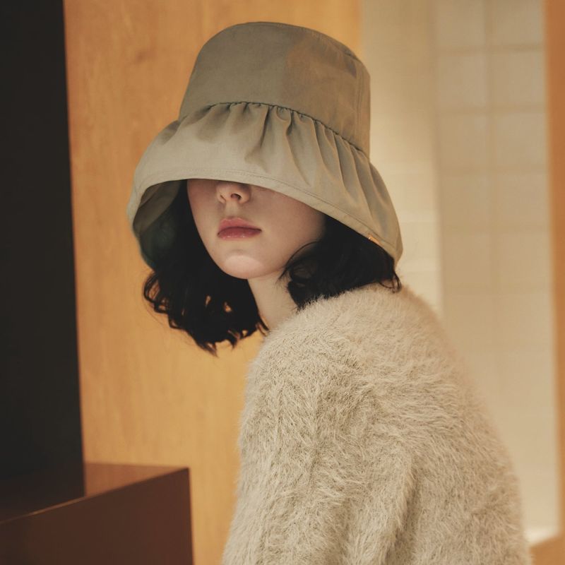 Metal Tip Shirring Bucket Hat / Khaki