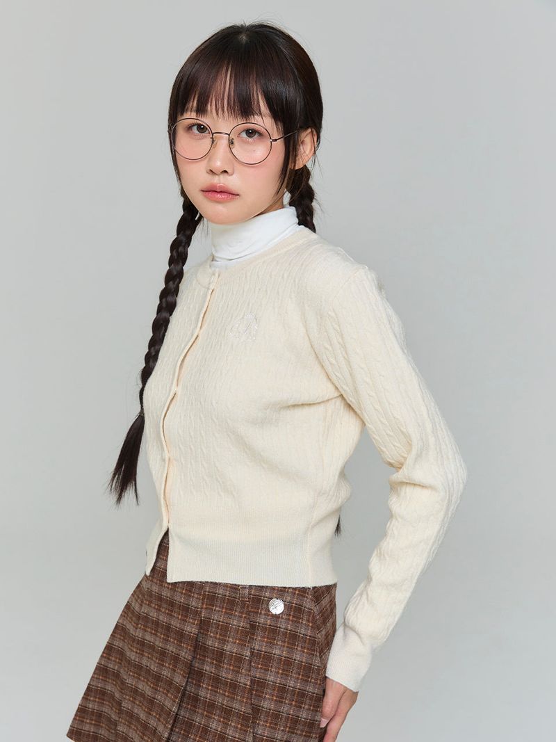 EMBROIDERED TWIST CARDIGAN - IVORY