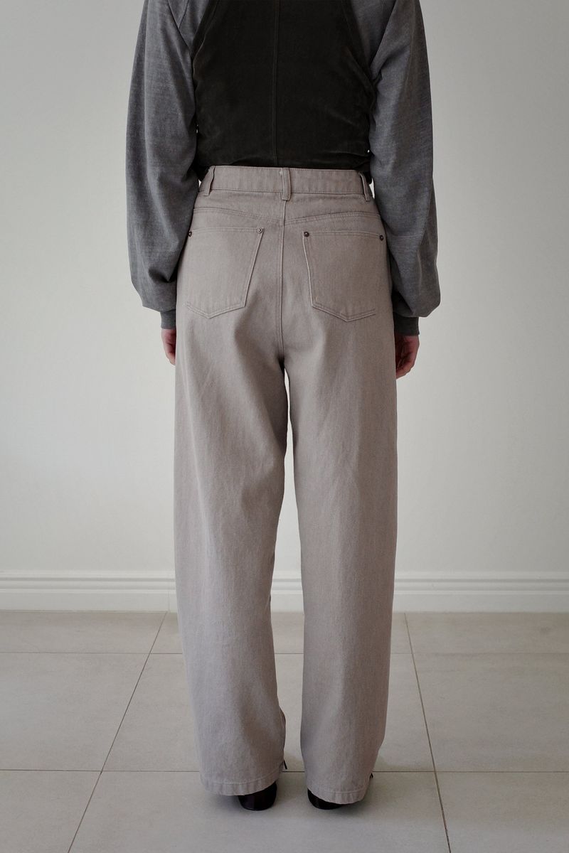 Washed straight leg pants, Beige