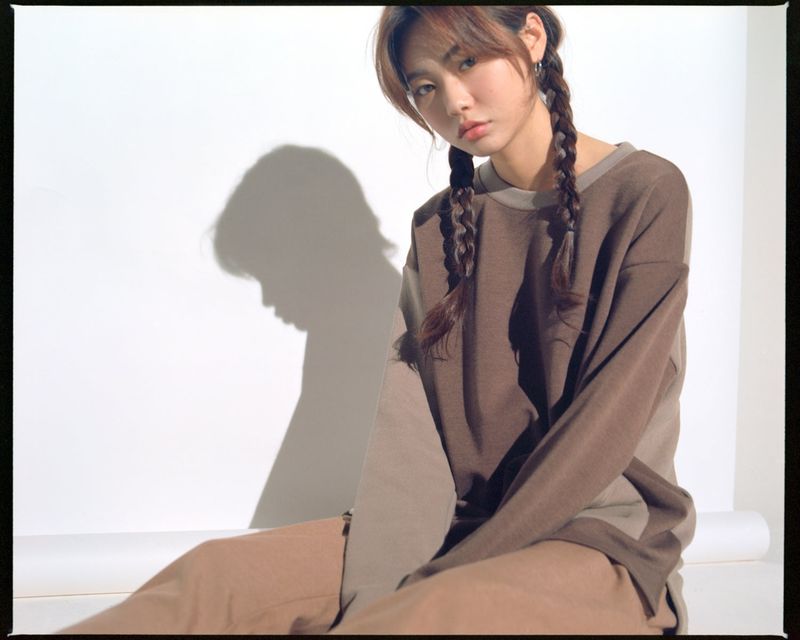 KNIT X TERRY COMBINATION POCKET TEE (Beige)