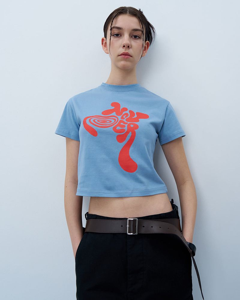 TWISTED LOGO CROP TSHIRT-BLUE