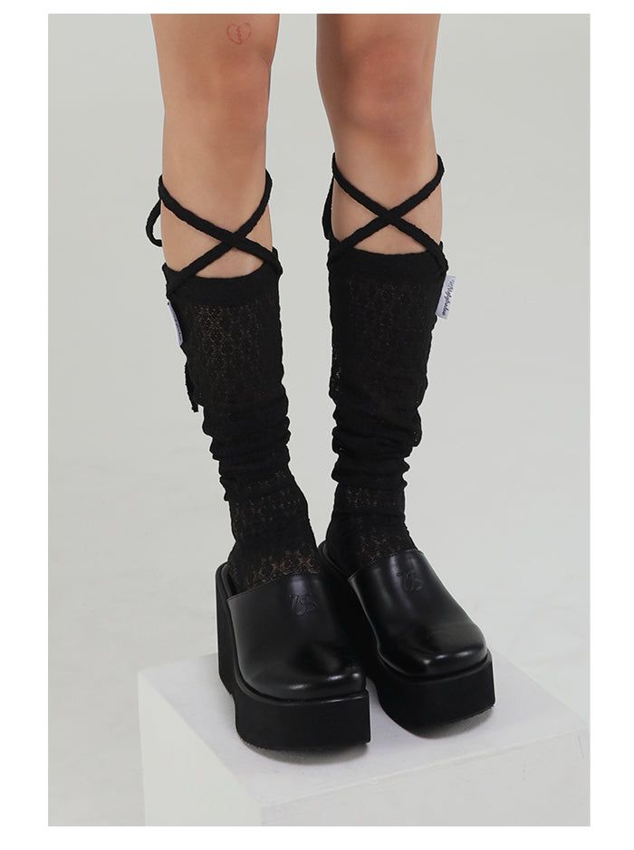 LACE LONG SOCKS(BLACK)