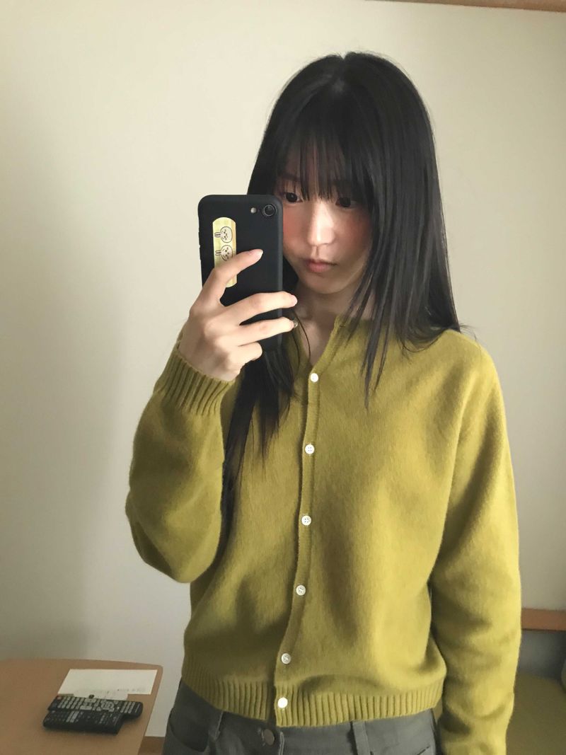 Whole garment Wool Cardigan