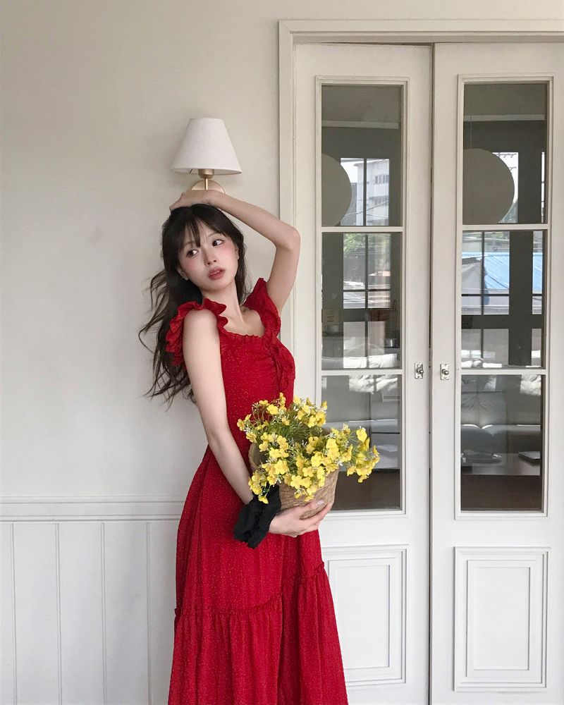 cloudemotion（クラウドエモーション）の「[ resort color 🍒 ] レッドパイバックストラップフローラルops（ワンピース/ドレス）」