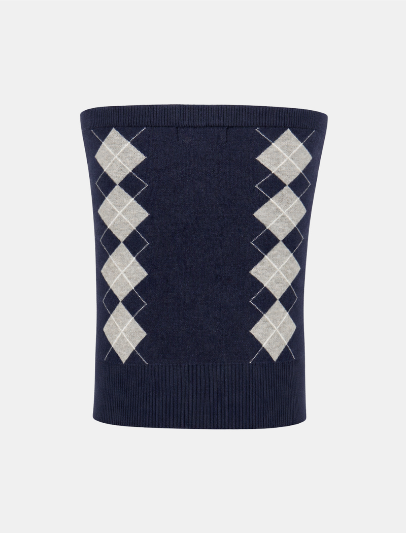 Classic Argyle Knit Tube Top