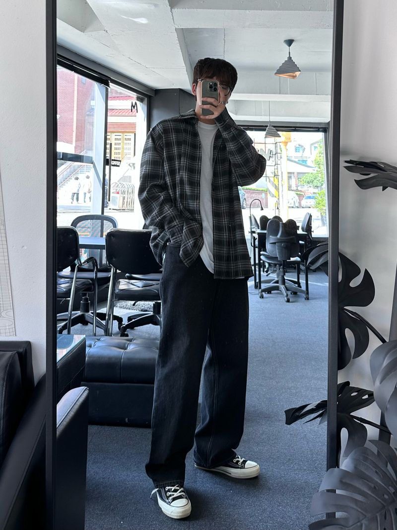 [premium] jack check overfit shirts