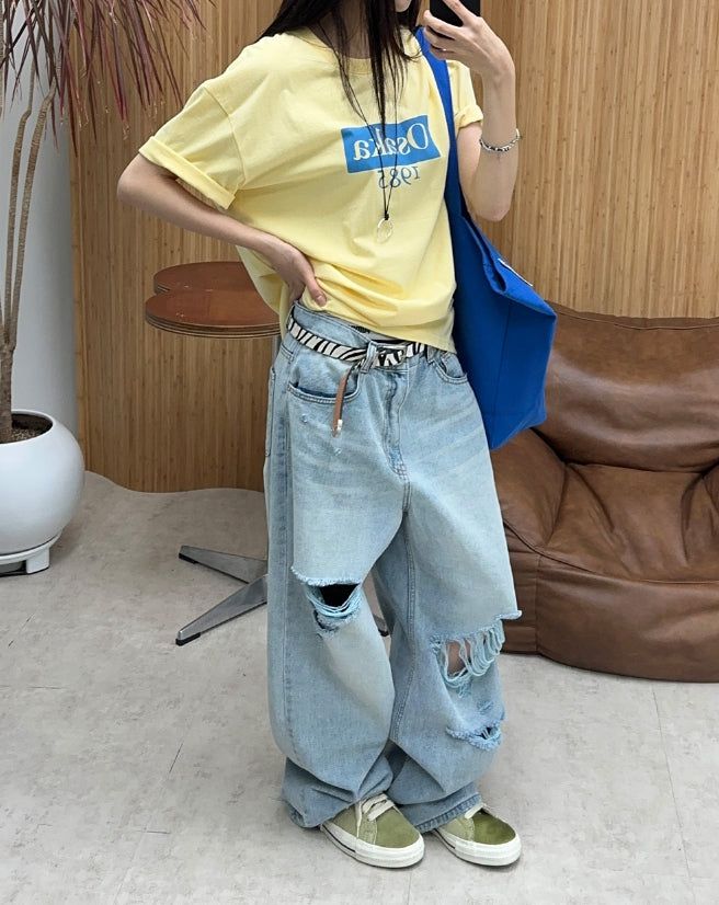Decken Damaged Wide Denim Pants