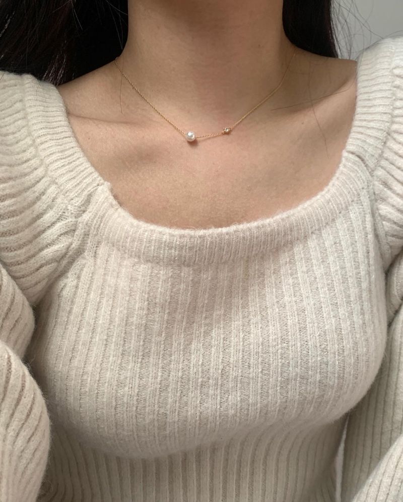 (silver925) パールキュービックネックレス *gold
