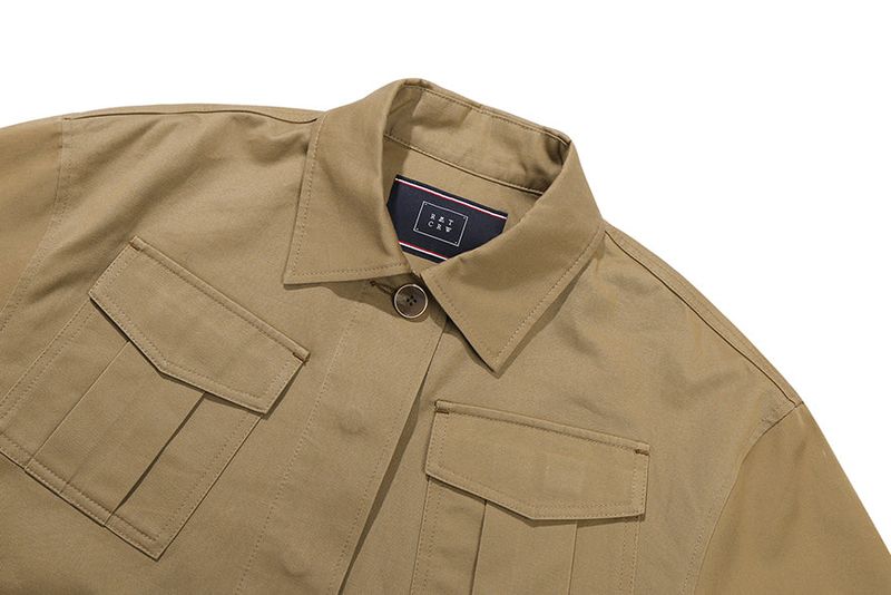 GABERDINE TRENCH CROP JACKET_BEIGE