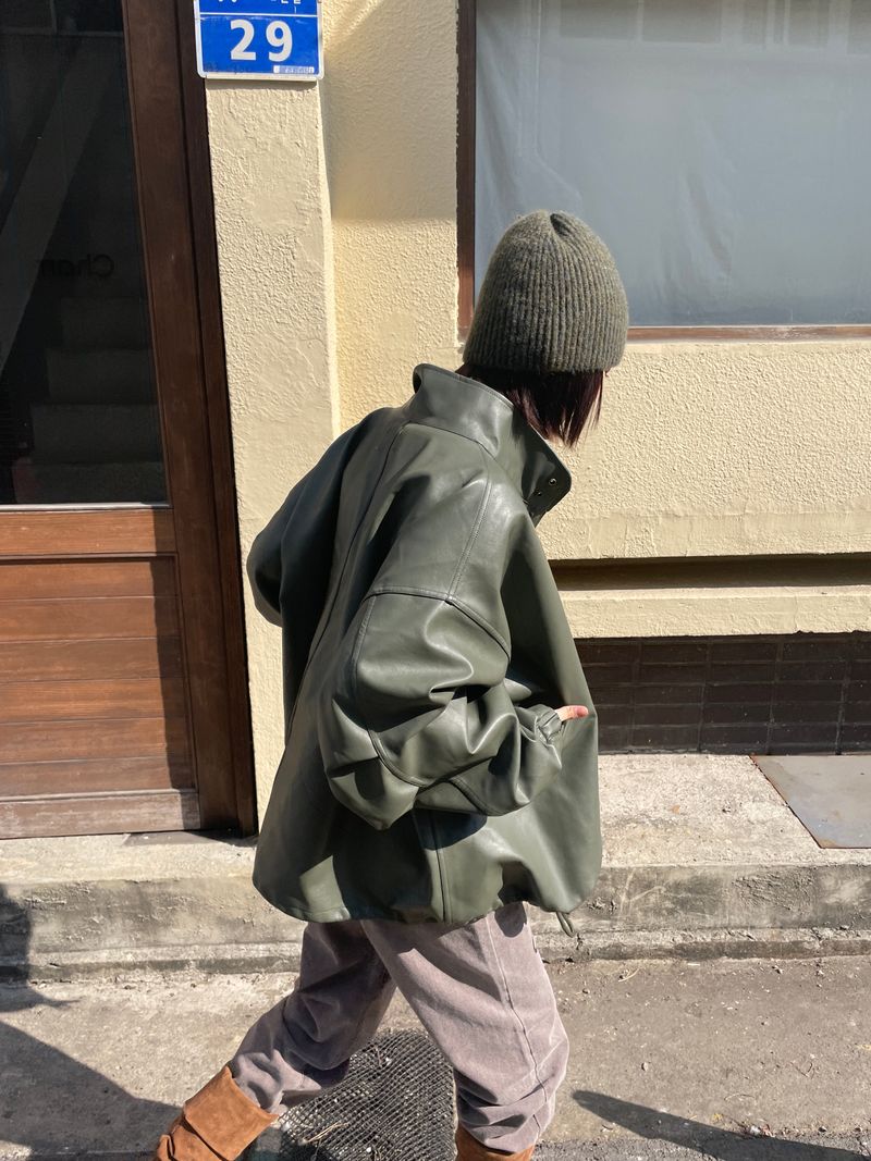 Field half leather jacket