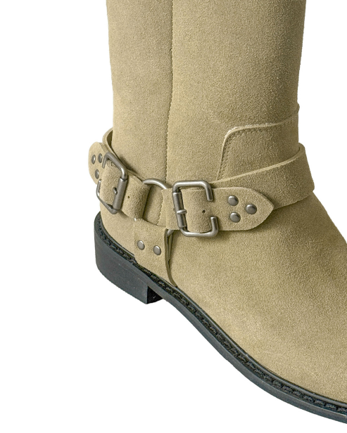 birkin down buckle matte suede boots