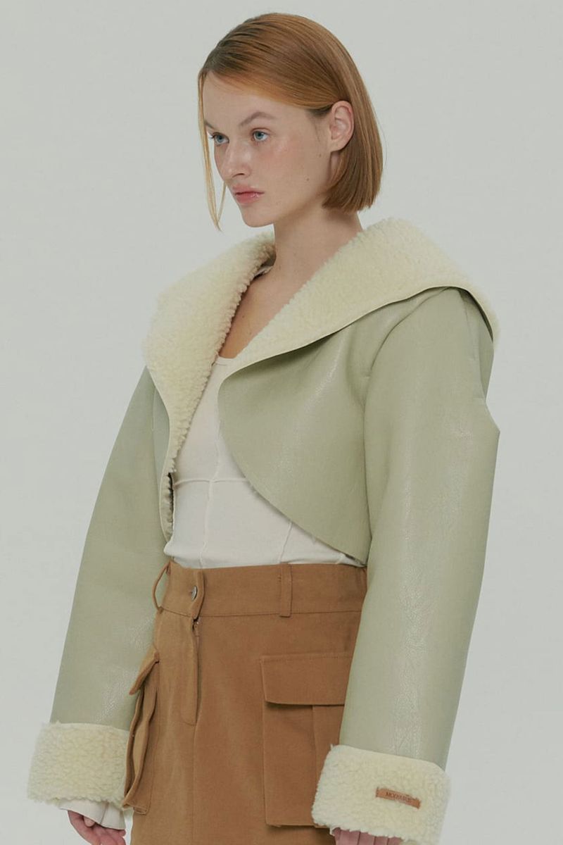 CROP SHEARLING JACKET / IVORY