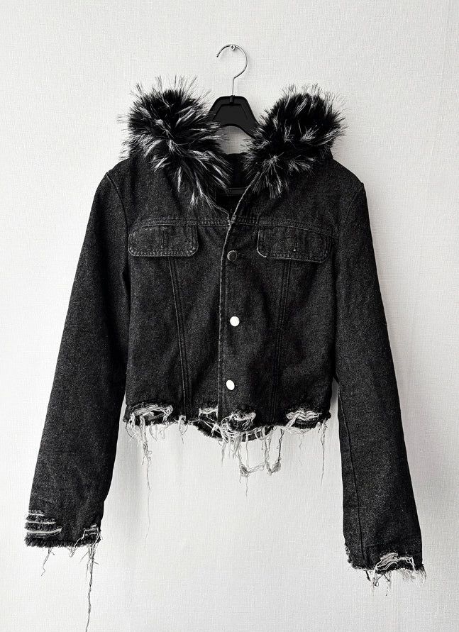 Damage Fur Denim Jacket