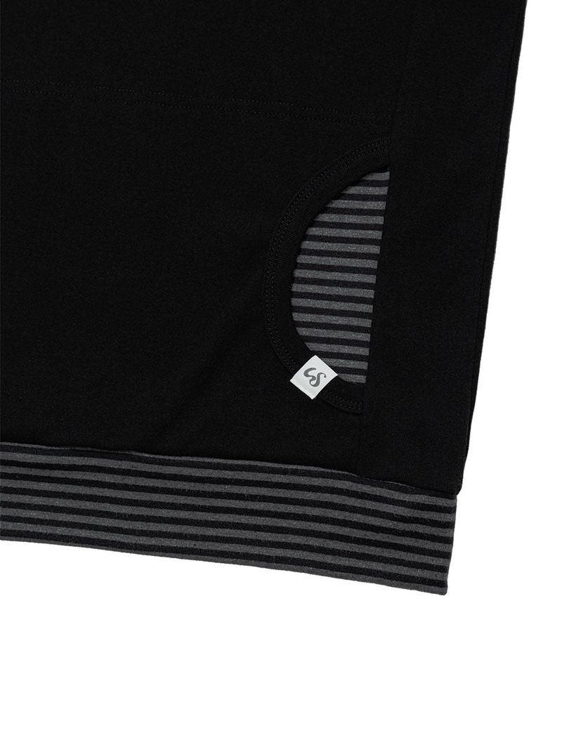 STRIPE FRILL OFF-SHOULDER(BLACK)