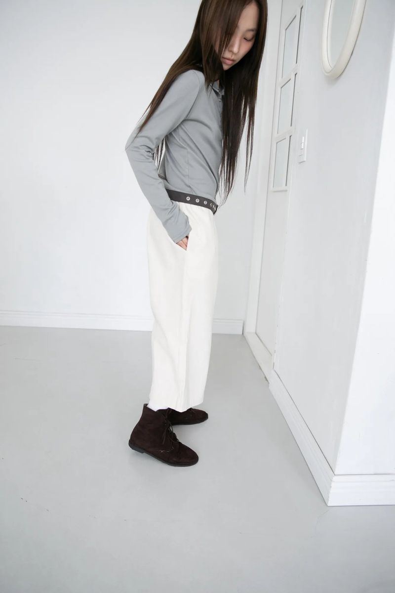 strap banding cotton capri pants(2colors)
