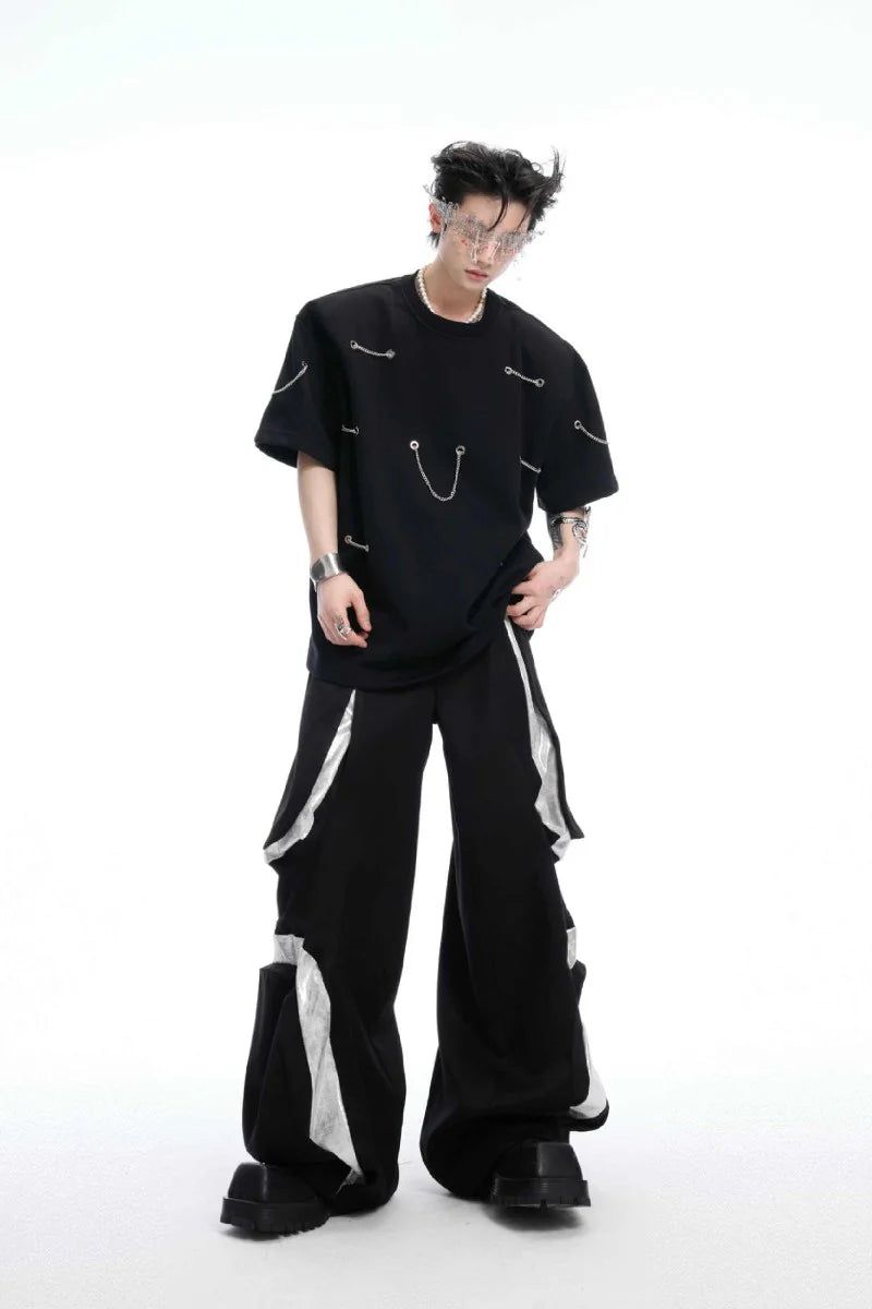 Chain Detail Padded Shoulder Tee
