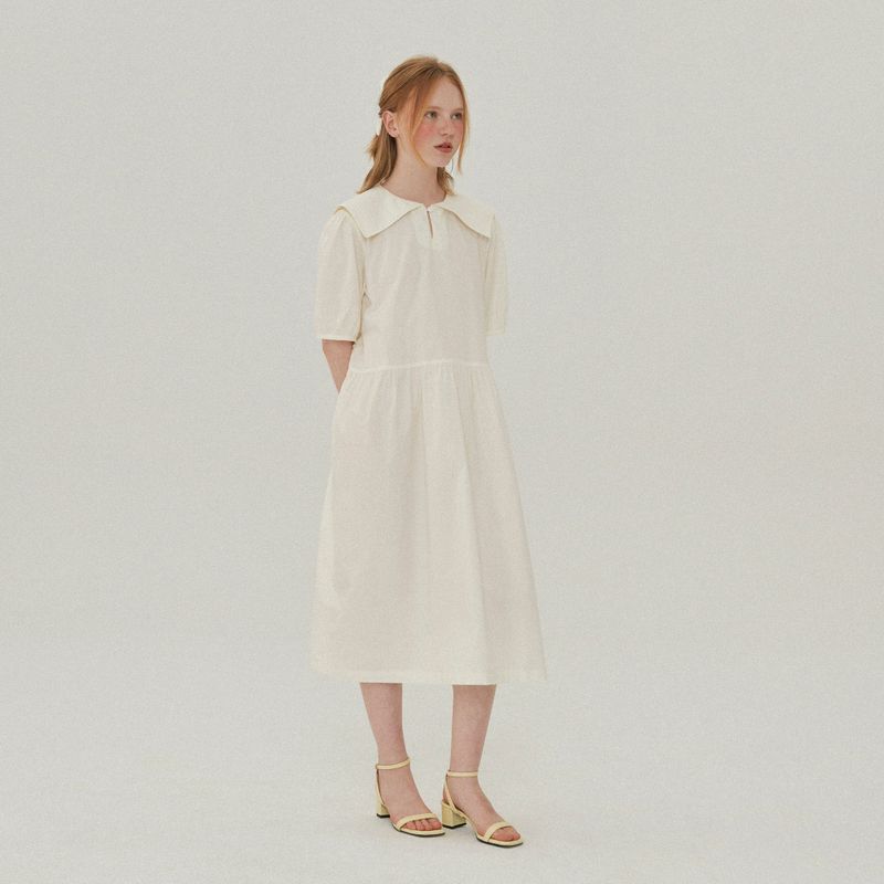 SAILOR COLLAR LONG DRESS_WHITE