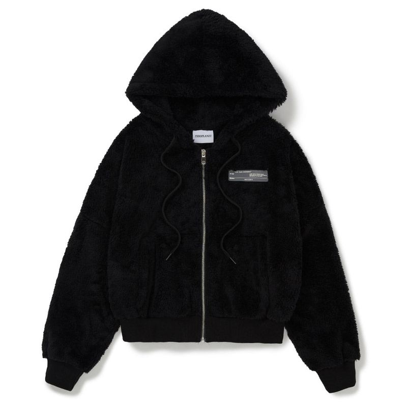 Zero Bear Crop zip-up [BLACK]