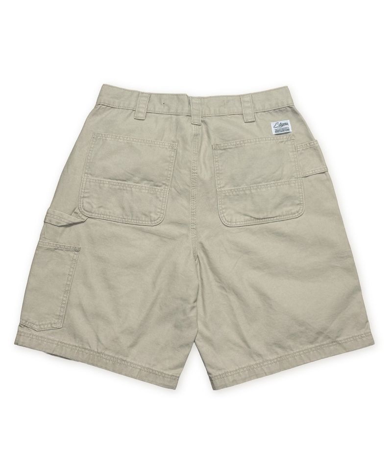 WASHED CANVAS CARPENTER BERMUDA PANTS BEIGE