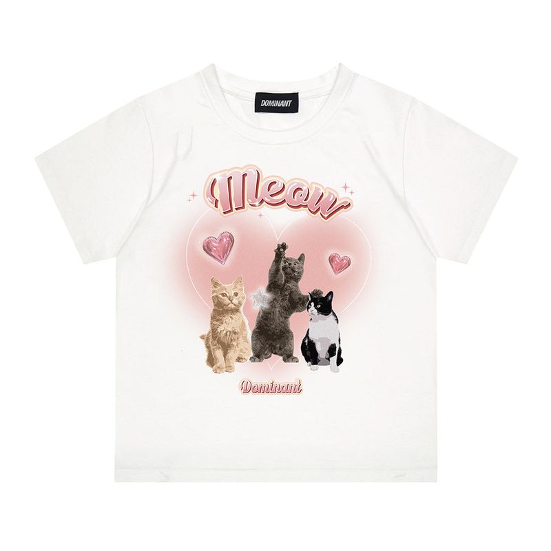 dominant（ドミナント）の「キャットワールド2クロップTシャツ　ホワイト（トップス）」