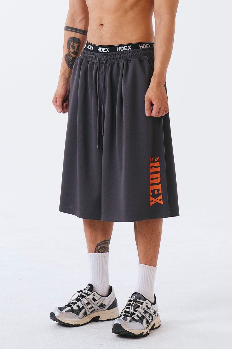 Classic Pintuck Mesh Shorts Charcoal