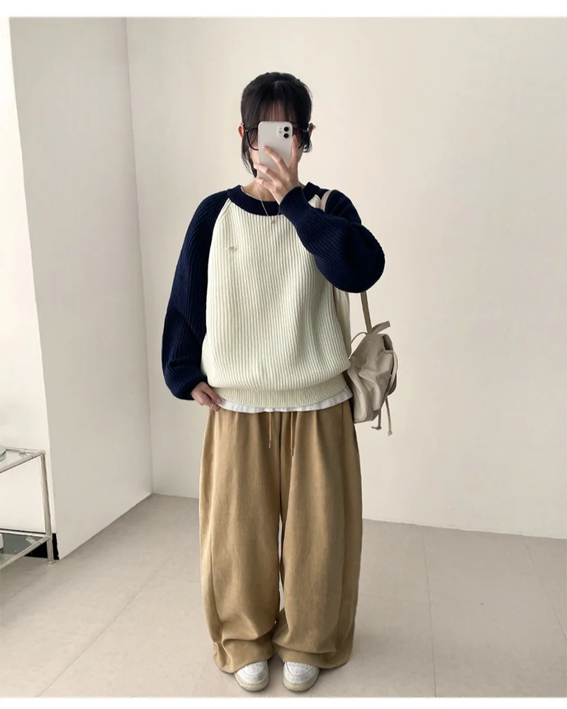 Romy back pocket side pin tuck hem string cotton wide pants