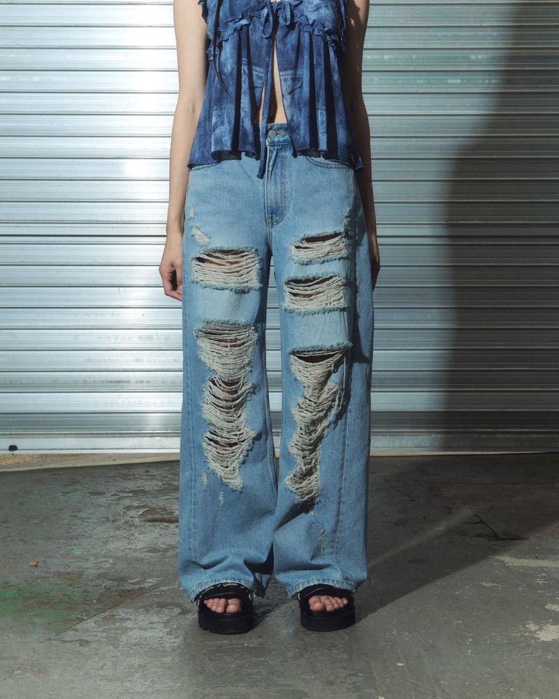 CHERRYQUIRI(チェリーキュリー)の「damage denim pt - light blue(Pants)」