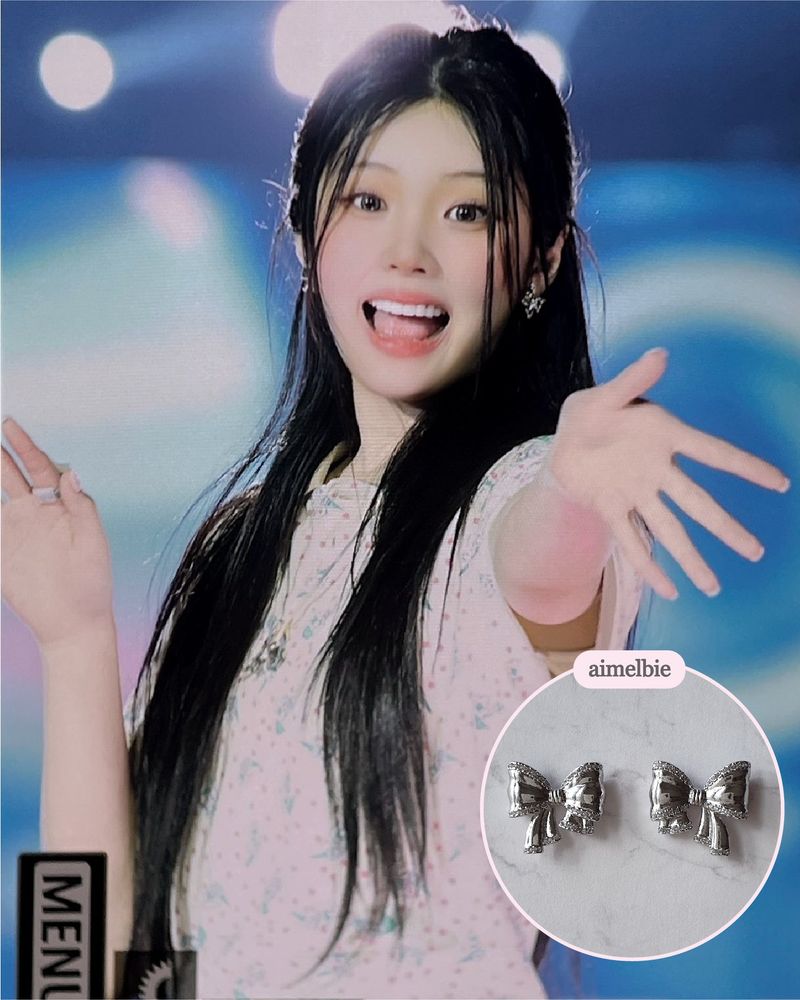 [ILLIT Wonhee Piercing] Puffy Ribbon Piercing - Silver Color