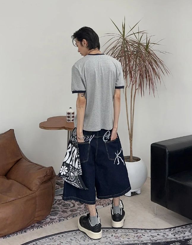 Foen Stitch Bermuda Denim Pants