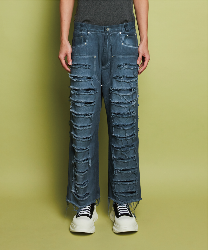 PSYCHO CYCLE（サイコーサイクル）の「DYEING RIPPED BOOT CUT PANTS（Pants）」