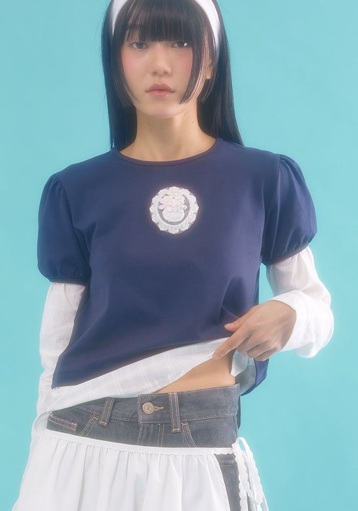 nefnef（ネプネプ）の「layered puff top_navy（Tops）」