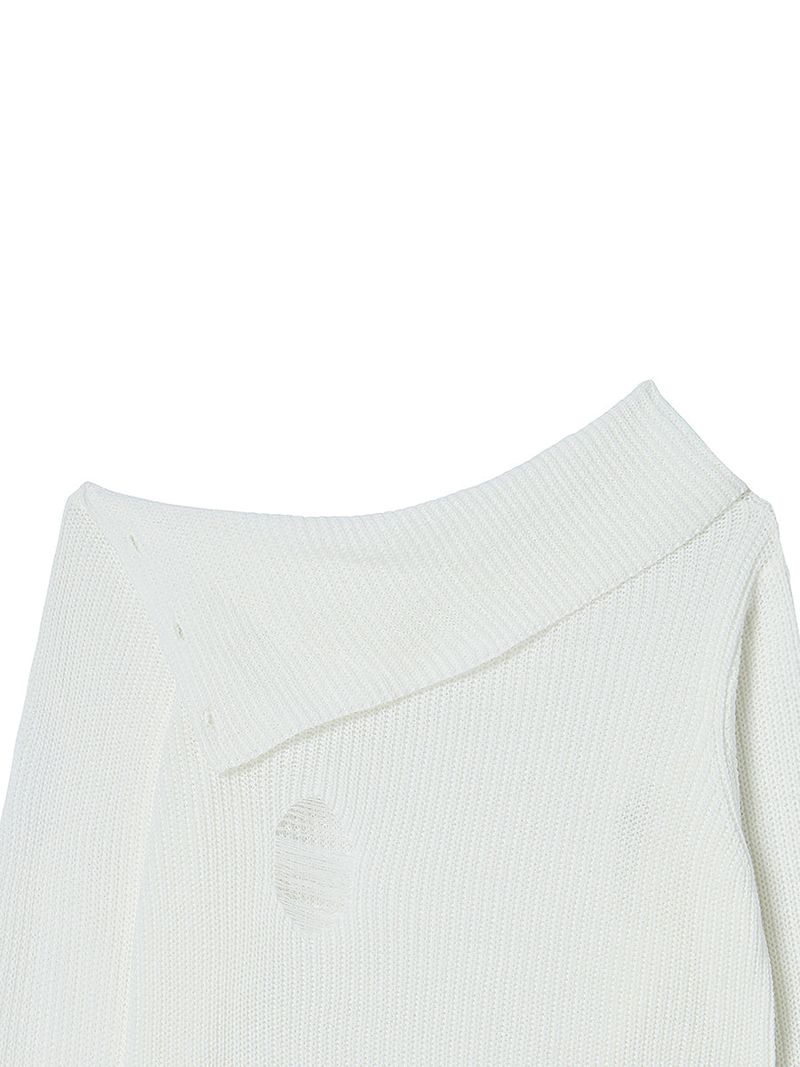 DAMAGE OFF SHOULDER KNIT WHITE