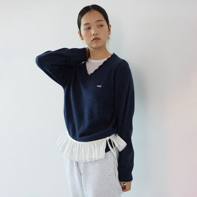 Mesh ruffle belt_ivory